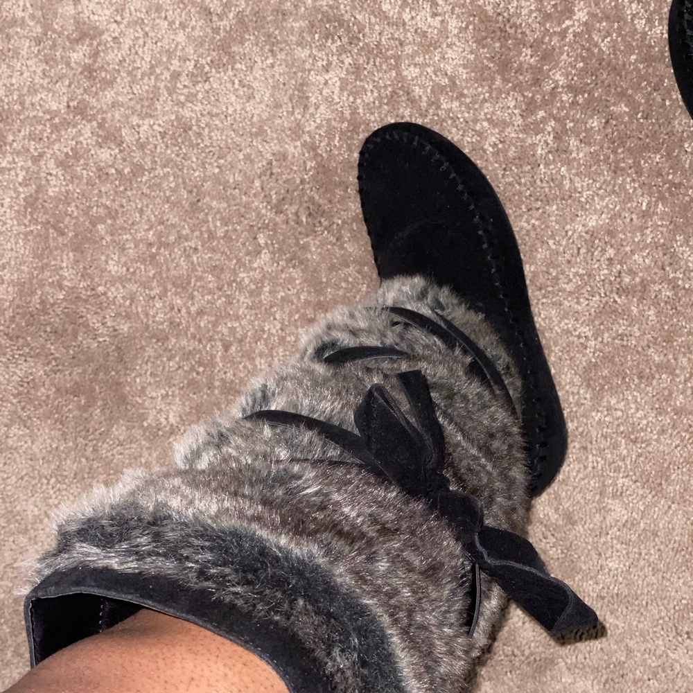 ShoeDazzle Fur Knee High Boots
